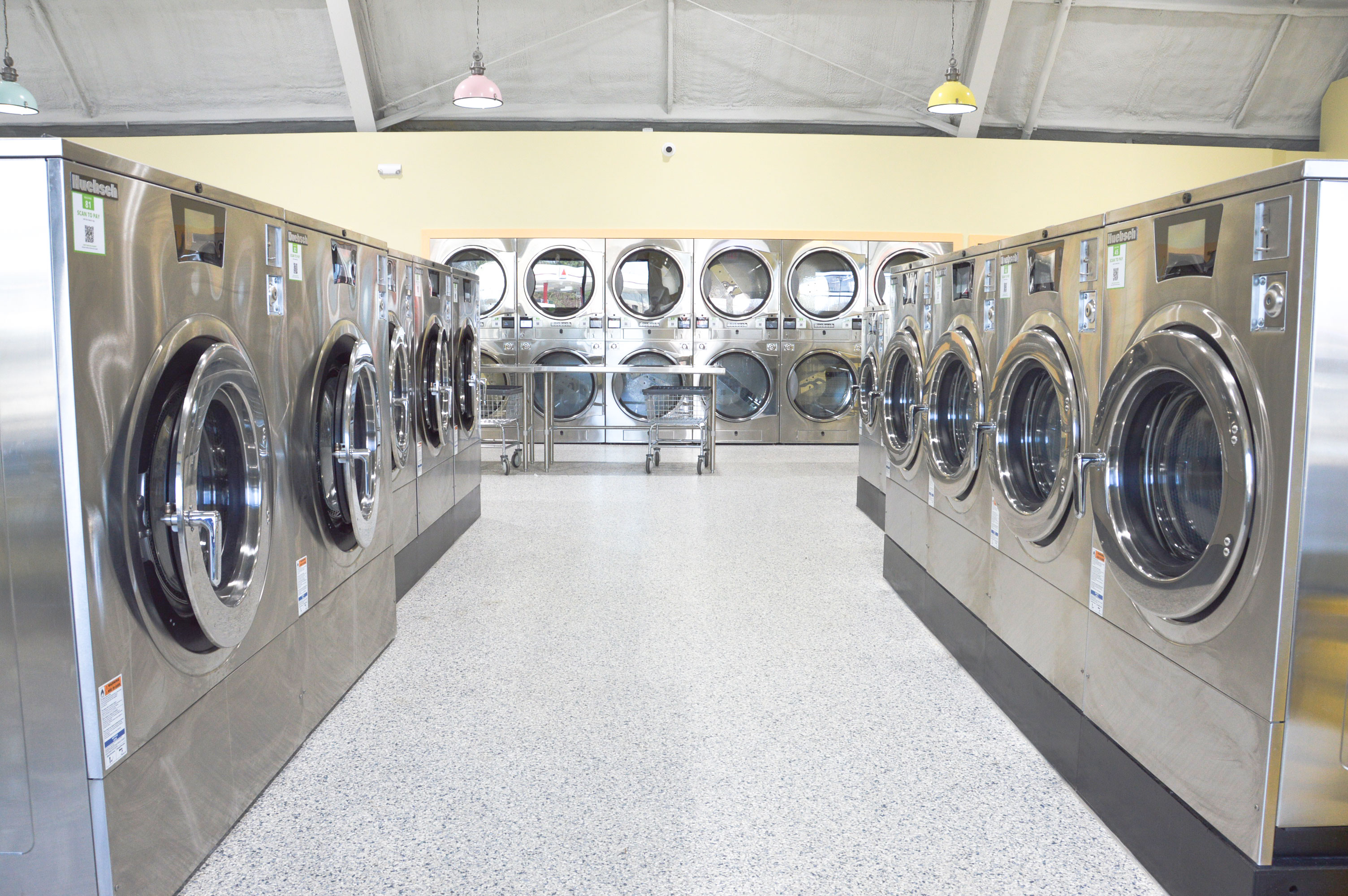 Main aisle with washers and dryers