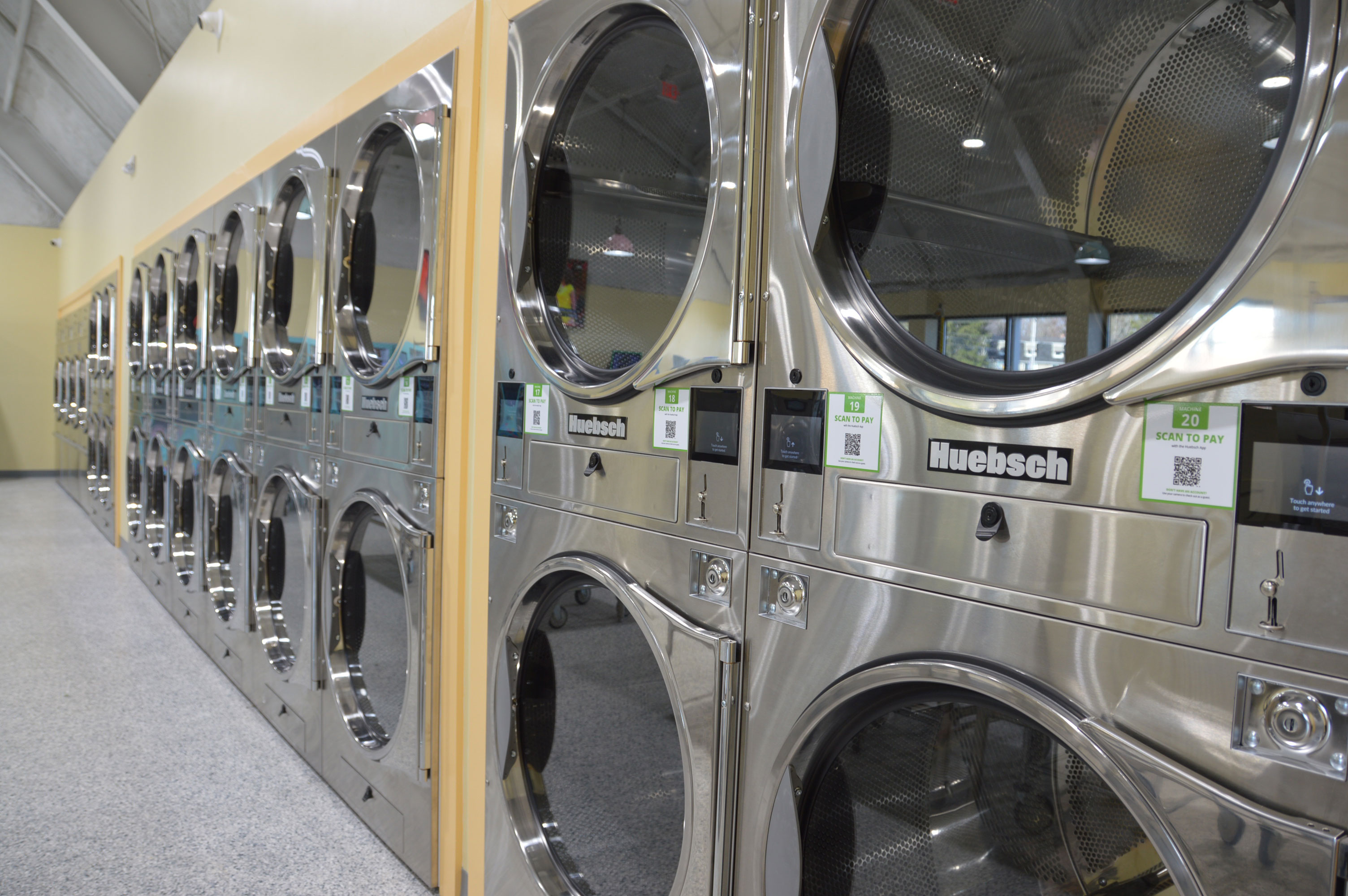 Row of commercial dryers